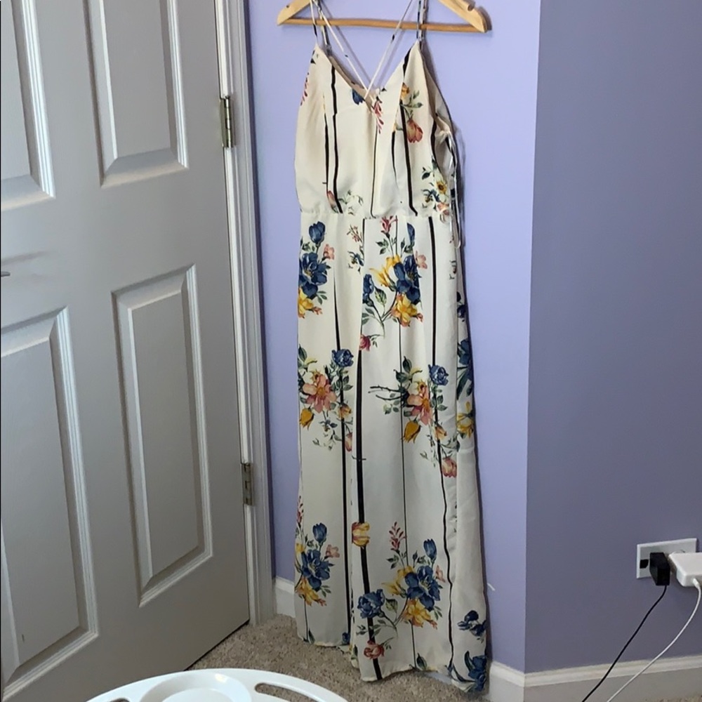 Floral cream jumpsuit